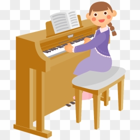Girl Platying Piano Clipart - Piano, HD Png Download - piano clipart png