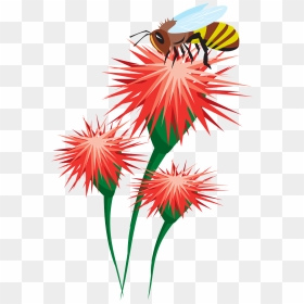 Bee On Flower Clipart, HD Png Download - pollen png