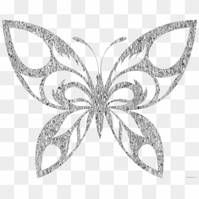 Clipart Crown Butterfly - Black And White Silhouette Butterfly Clipart, HD Png Download - white butterfly png
