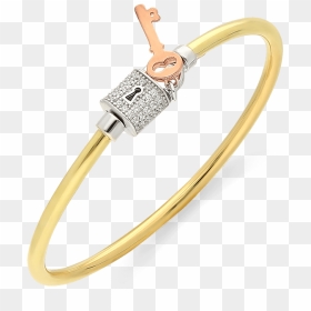 Key To My Heart Lock Bangle, Tricolor Gold - Diamond, HD Png Download - gold key png