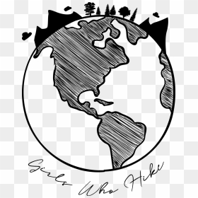 Girls Who Hike Earth Day Sticker Pack - Earth Day Black And White, HD Png Download - earth drawing png