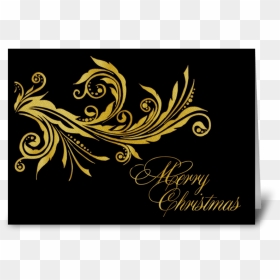 Elegant Gold Flourish, Merry Christmas Greeting Card - Greeting Cards Christmas Elegant, HD Png Download - gold flourish png