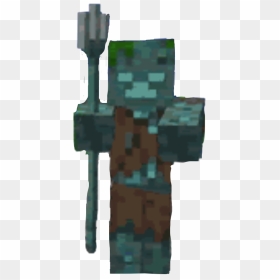 #drowned #minecraft #zombie # spear #freetoedit - Minecraft Drowned No Background, HD Png Download - minecraft zombie png