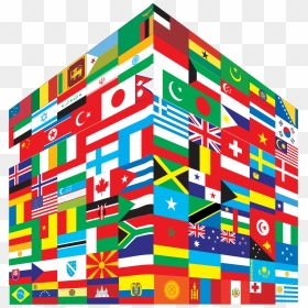 World Flags Cube 2 Clip Arts - Cartoon Earth With Flags Hd, HD Png Download - world flags png