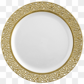 White Designer Plate Png, Transparent Png - gold lace png