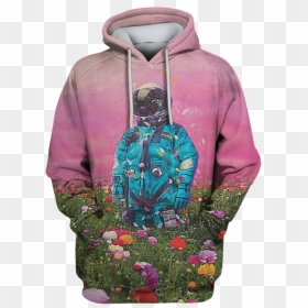 3d Astronaut In Flower Field Full Print T Shirt - Peppa Pig Pullover Hoodie, HD Png Download - flower field png