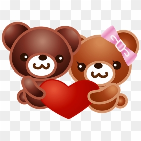 Bear Couple With Heart Clipart - ハート イラスト 動物, HD Png Download - couple emoji png