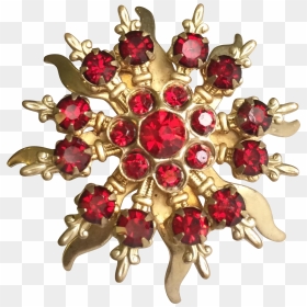 Vintage Red Rhinestone Starburst Brooch Found At Www - Pendant, HD Png Download - red starburst png