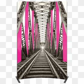 Vector Frame Curved 03 Fabric Banner Display - Train Bridge Black And White, HD Png Download - curved banner png
