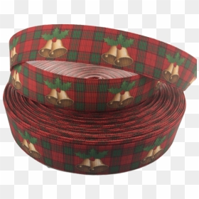 Ribbons [tag] Red Plaid Christmas Bell Printed Ribbons, - Tartan, HD Png Download - christmas ribbons png