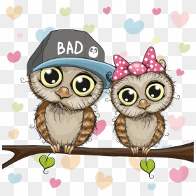 Animals Family Couple Material Illustration Owls Vector - Cartoon Owl, HD Png Download - family vector png