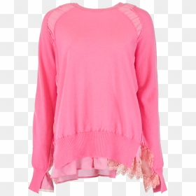 Stella Mccartney Ruffled Wool And Lace Sweater In Pink - Sweater, HD Png Download - pink lace png