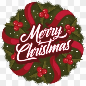 Merry Christmas Wreath Wall Decal - Christmas Ornament, HD Png Download - christmas ribbons png