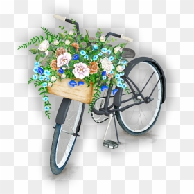 Watercolor Bicycle Photo Glass Dome Black Chain Pendant - Flower Bicycle Basket Png, Transparent Png - glass dome png