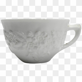 Orange Blossom White Milk Glass Cup Indiana Glass - Coffee Cup, HD Png Download - milk glass png