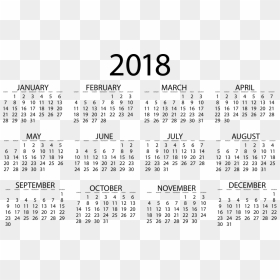 Printable 2018 Calendar Templates - 52 Week Calendar 2018, HD Png Download - calendar template png