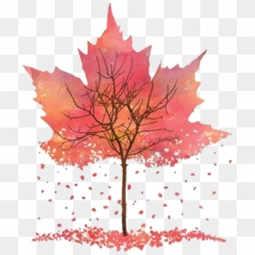 Art Autumn Printmaking Drawing - Drawing Of Leaves Falling, HD Png Download - fall leaves falling png