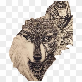 Ideas Leg Tattoo Drawing , Png Download - Wolf Tattoo Half Face, Transparent Png - wolf tattoo png