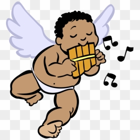 Vector Illustration Of Winged Cupid Angel God Of Desire - Black Baby Angel Png, Transparent Png - baby angel png