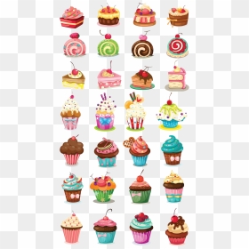 Cartoon Cupcakes, HD Png Download - cupcake vector png