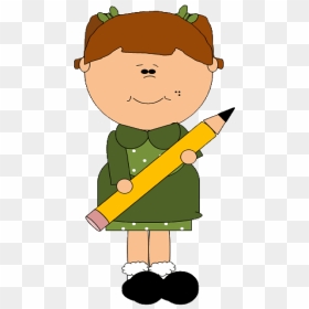 Schoolgirl With The Pencil Clipart - Pencil, HD Png Download - vhv