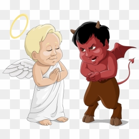 #mq #devil #angel #good #bad - Cartoon Angel And Devil, HD Png Download - baby angel png