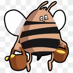 Cartoon Bee With Honey Clipart - Bees, HD Png Download - cartoon bee png
