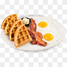 Transparent Breakfast Plate Png - Waffles With Bacon And Eggs, Png Download - bacon and eggs png