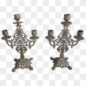 Pair Of Old Candlestick Candle Holder , Png Download - Antique, Transparent Png - candlestick png