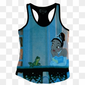 A Black Tanktop With Tiana Resting On The Ledge With - Active Tank, HD Png Download - princess and the frog png
