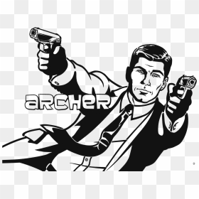 Sterling Archer Plain White Stencil By Heinpold On - Sterling Archer Black And White, HD Png Download - sterling archer png