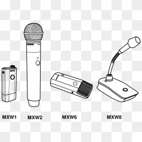 The Mxw1, Mxw6, And Mxw8 Microphones Include A Headphone - Computer Microphone Drawing, HD Png Download - microphones png