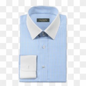 Premium Light Blue Checked Double Cuff Poplin Cotton - Button, HD Png Download - folded clothes png