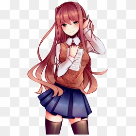 Monika With Hair Down Ddlc, HD Png Download - monika ddlc png