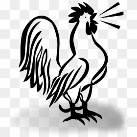 French Cockerel W Shaddow Clip Art - Rooster Black And White Clip Art, HD Png Download - rooster silhouette png