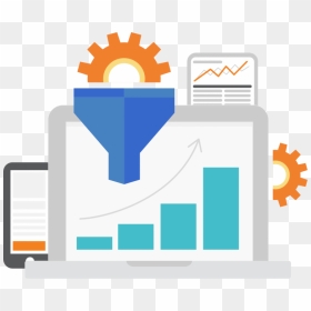 Laptop Showing Metrics And Funnel Iconography - Lead Generation Png, Transparent Png - funnel icon png