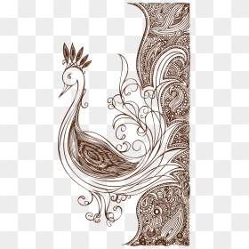 Drawing Floral Design Flower - Peacock Design Drawing, HD Png Download - peacock images hd png