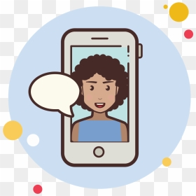 Short Curly Hair Girl Messaging Icon - Png Transparent Png Mobile Phones Cartoon, Png Download - messaging icon png