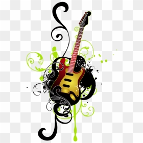 Poster Material Illustration Guitar Instrument Musical - Guitar Vector, HD Png Download - music instruments clipart png