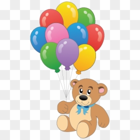 Teddy Bear With Balloon Vector - Teddy Bear With Balloons Clipart, HD Png Download - bear vector png