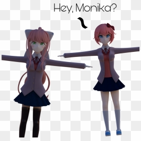 Image - Girl Cartoon Character T Pose, HD Png Download - monika ddlc png