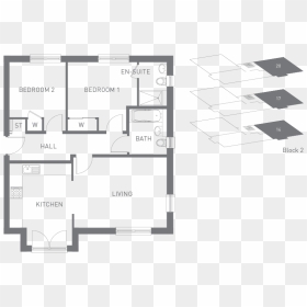 Drawing Bathroom Ensuite - Two Bedroom Hall Kitchen House Plans, HD Png Download - chrome global skin media imagedoc darknoise png