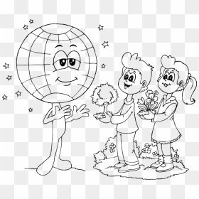 Boy Playing In Beach Coloring Page Kids - Save Earth Colouring Pages, HD Png Download - save earth png