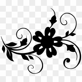 Flower Leaf Clipart - Flower With Leaves Clipart Black And White, HD Png Download - flower leaf png