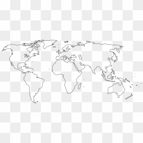 Simplified Blank World Map Without Antartica - Blank World Map, HD Png Download - boders png