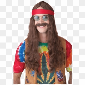 Hippie With Long Hair, HD Png Download - hair wig png for men