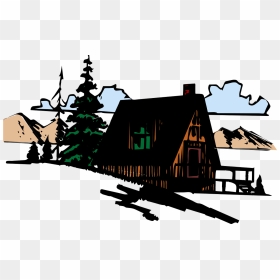 House In The Mountains Clipart, HD Png Download - wooden house png