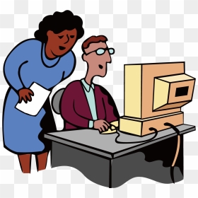 Person Svg Office Clipart - Computer Man On Working Clipart, HD Png Download - office man clipart png