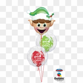 Cheeky Elf Double Bubble Balloon Bouquet - Qualatex Ballons Merry Christmas, HD Png Download - christmas balloons png