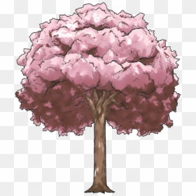 Drawing Anime Cherry Blossom Tree, HD Png Download - pink tree png